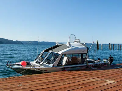 boat at Sunrise Resort dock